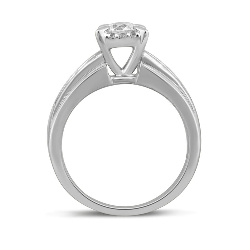 Round Side-Stone Engagement Ring with Halo in 14K White Gold &#40;1 ct. tw.&#41;