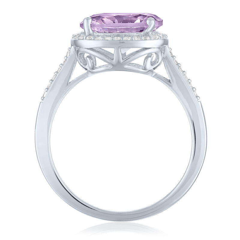 Rose de France &amp; Lab-Created White Sapphire Halo Ring in Sterling Silver