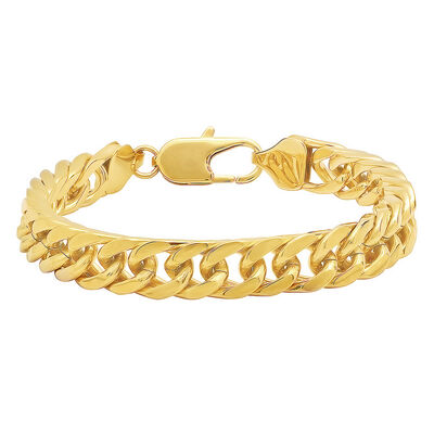 Curb Link Bracelet in Yellow Ion-Plated Stainless Steel, 10mm, 8.75