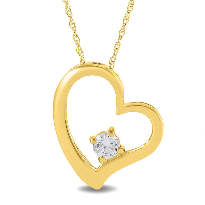 Lab Grown Diamond Heart Pendant in 10K Yellow Gold &#40;1/5 ct. tw.&#41;