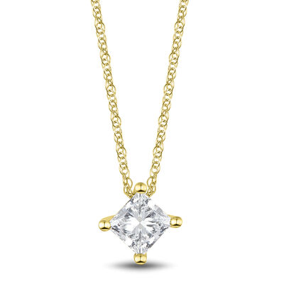 Lab Grown Diamond Solitaire Pendant in 14K Yellow Gold (1/2 ct. tw.)