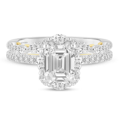 Lizbette Lab Grown Diamond Engagement Ring in 14K White Gold & 14K Yellow Gold