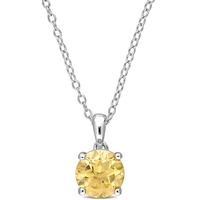 Citrine Solitaire Pendant in Sterling Silver 