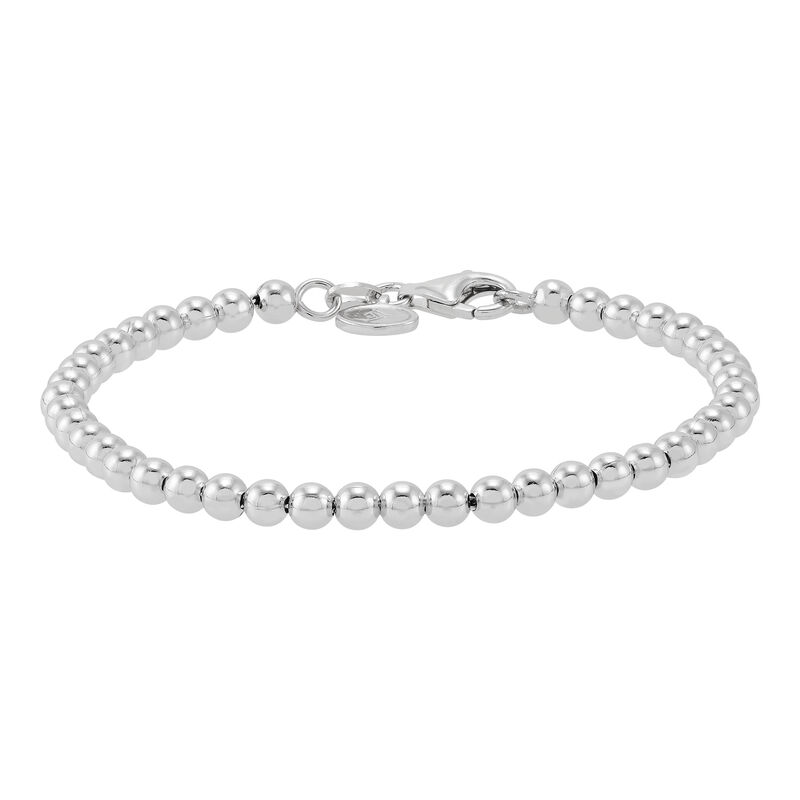 Polished Bead Bracelet in Sterling Silver, 4MM, 7.5&quot;