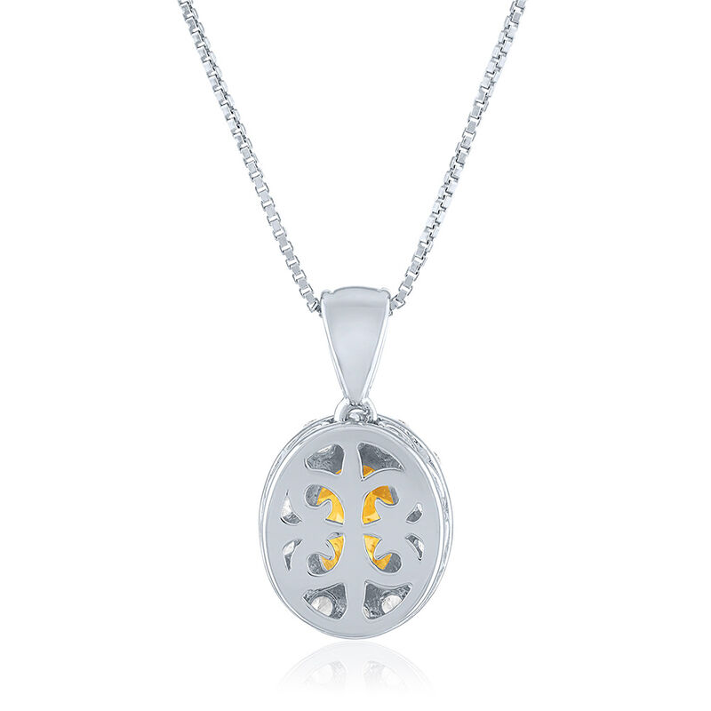 Oval Citrine &amp; Lab Created White Sapphire Pendant in Sterling Silver