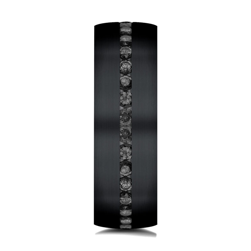 Men&rsquo;s Black Wedding Band with Black Diamonds in Titanium, 6.5mm &#40;3/8 ct. tw.&#41;