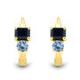 Lab-Created Blue Sapphire Toi et Moi Two-Stone Hoop Earrings in 10K Yellow Gold