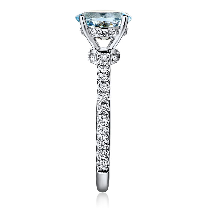 Aquamarine and Diamond Ring in 10K White Gold &#40;1/3 ct. tw.&#41;