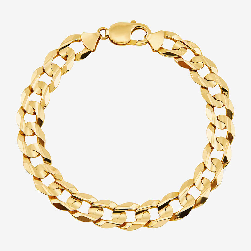 Curb Link Chain Bracelet in 10K Yellow Gold, 11MM, 9&rdquo;