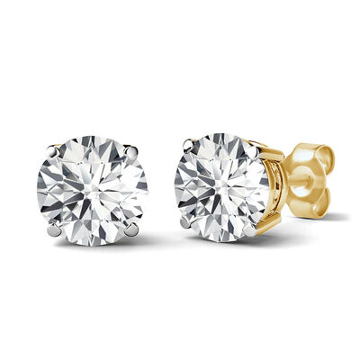 Round Diamond Stud Earrings with Four-Prong Basket in 14K Yellow Gold (1/3 ct. tw.)