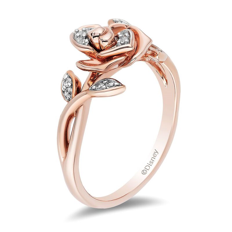 Enchanted Disney Belle 1/10 ct. tw. Diamond Rose Ring in 10K Rose Gold