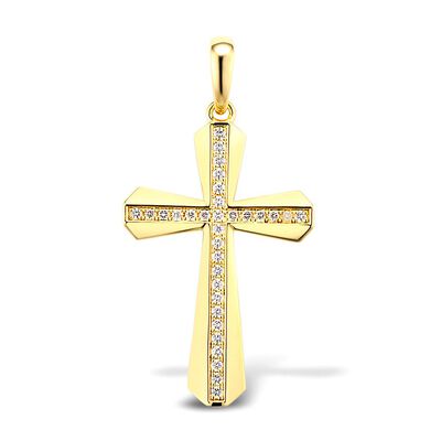 1/2 ct. tw. Diamond Cross Charm in 10K Yellow Gold
