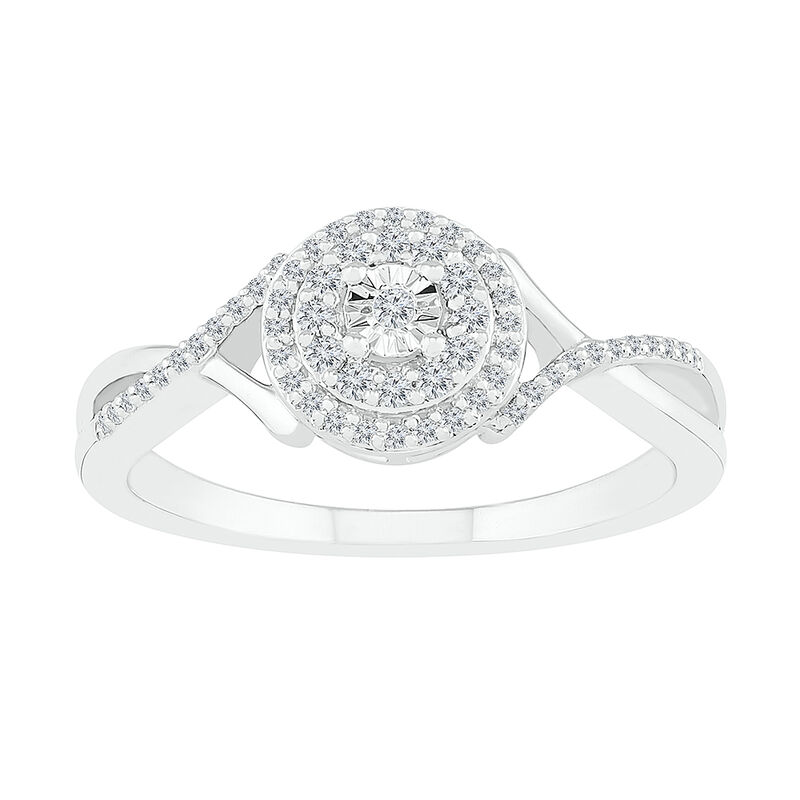 Diamond Halo Promise Ring in Sterling Silver &#40;1/7 ct. tw.&#41;