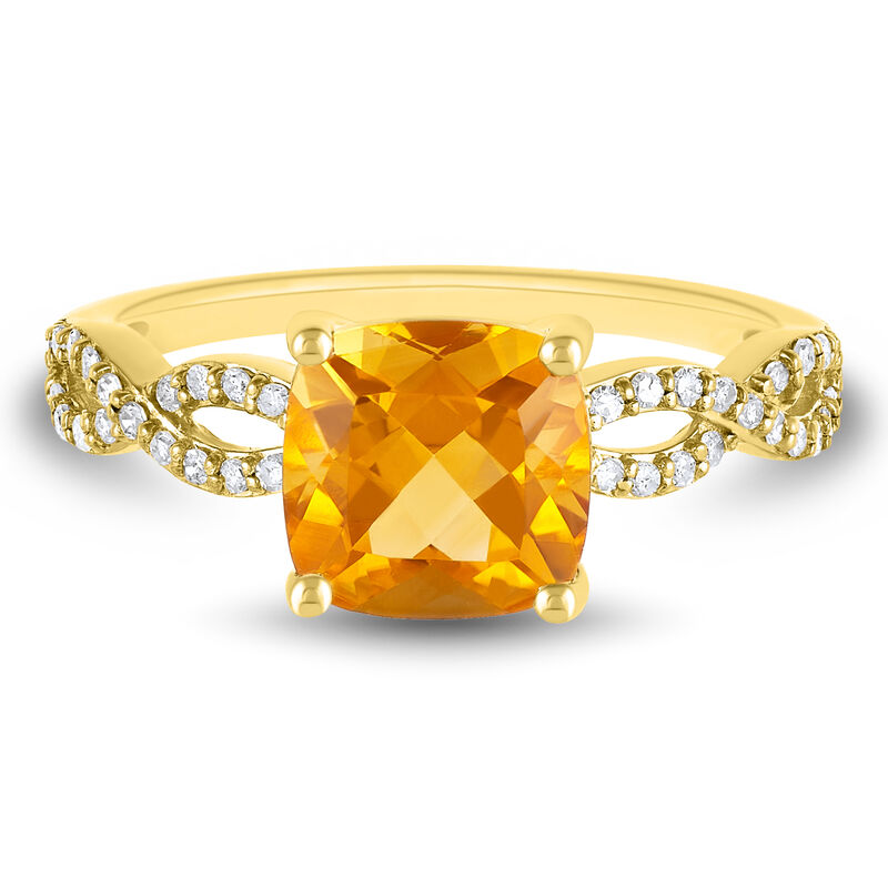 Citrine and Diamond Ring in 10K Yellow Gold