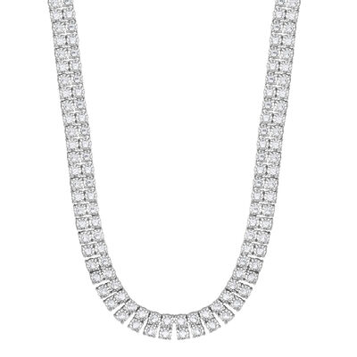 Double Row Diamond Tennis Necklace in Sterling Silver (1 ct. tw.)