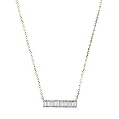 Diamond Baguette Bar Necklace in 14K Yellow Gold (1/3 ct. tw.)