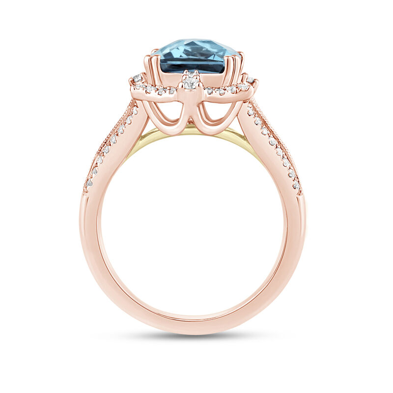 Blue Topaz Engagement Ring with Diamonds in 14K Rose Gold &#40;1/3 ct. tw.&#41;