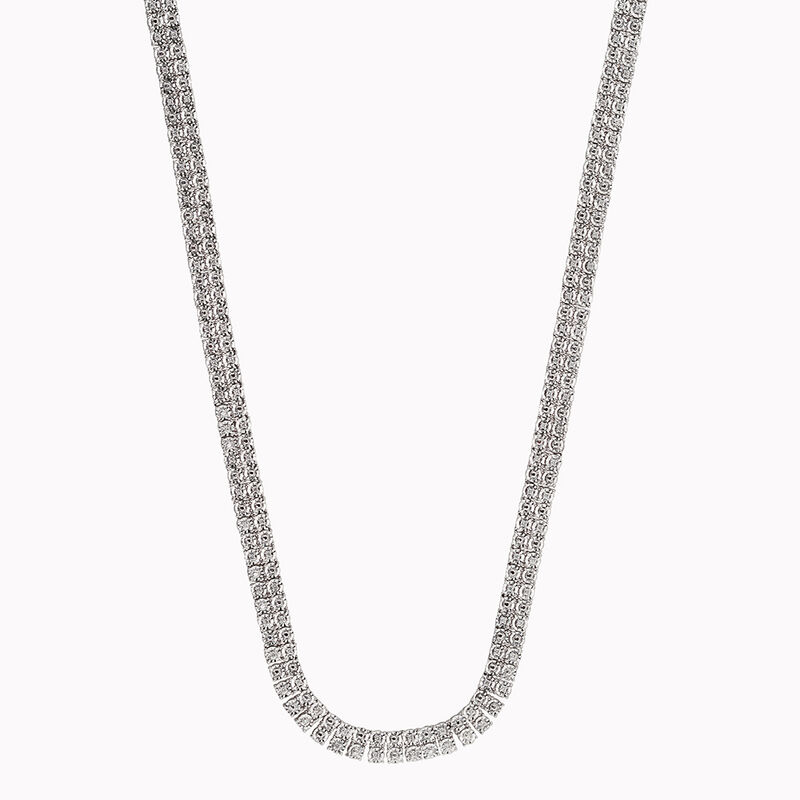Double Row Diamond Tennis Necklace, Sterling Silver (1 ct.)