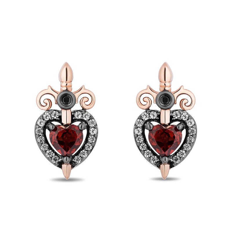 Evil Queen Diamond &amp; Garnet Earrings in Sterling Silver and 10K Rose Gold &#40;1/8 ct. tw.&#41;