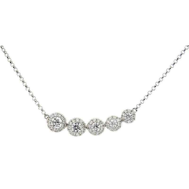 3/8 ct. tw. Diamond Station Necklace in 10K White Gold