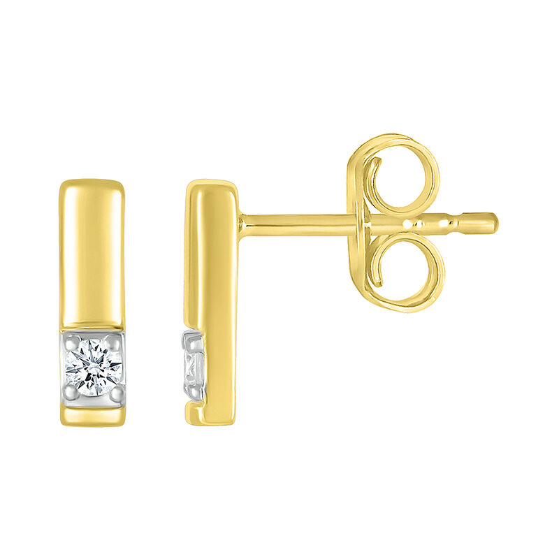 Diamond Accent Bar Stud Earrings in 10K Yellow Gold