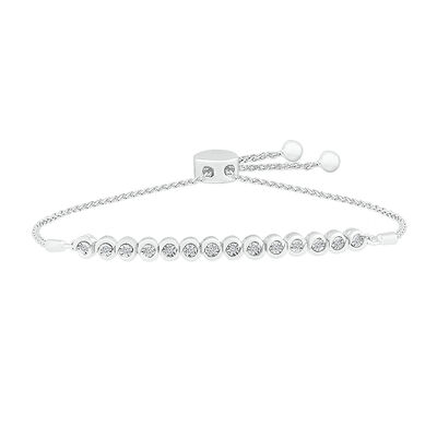 Diamond Bolo Bracelet with Bezel-Setting in Sterling Silver (1/4 ct. tw.)