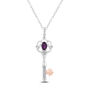 Amethyst and Diamond Accent Ariel Key Pendant in Sterling Silver and 10K Rose Gold
