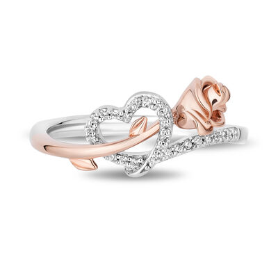 Belle Diamond Heart Ring in Sterling Silver and 10K Rose Gold (1/10 ct. tw.)