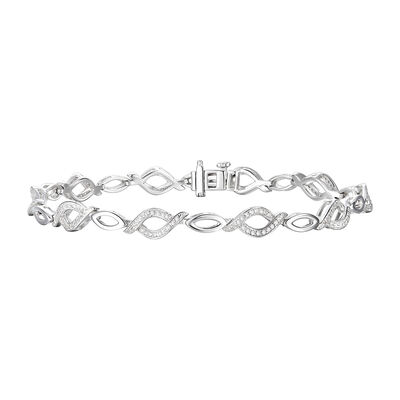 Diamond Marquise-Link Bracelet in Sterling Silver (3/8 ct. tw.)