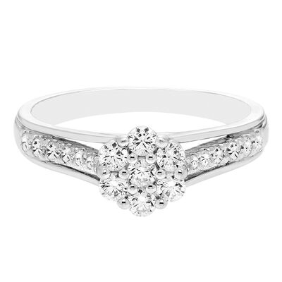 Round Multi-Diamond Engagement Ring in 10K White Gold (1/2 ct. tw.)