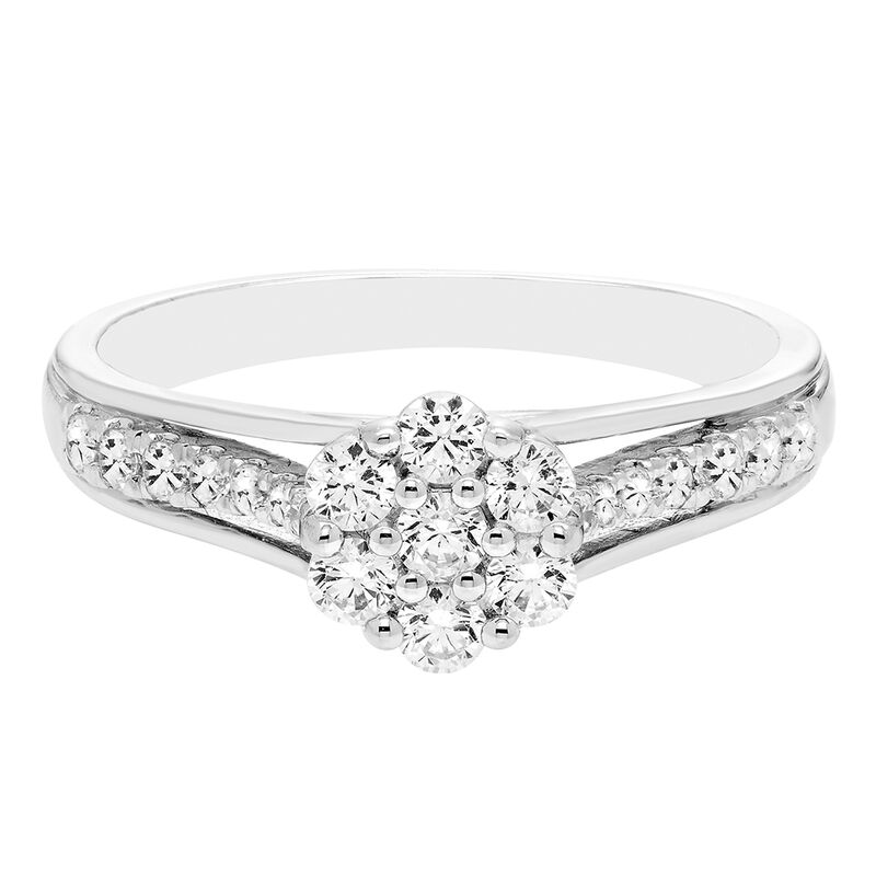Round Multi-Diamond Engagement Ring in 10K White Gold &#40;1/2 ct. tw.&#41;
