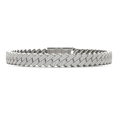 Men’s Lab Grown Diamond Cuban Chain Link Pavé Bracelet in 14K White Gold, 8.5” (4 3/4 ct. tw.)