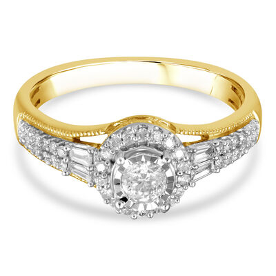 Diamond Halo Engagement Ring in 10K Yellow Gold (3/8 ct. tw.)
