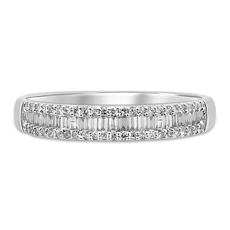Baguette &amp; Pave Diamond Wedding Band in 10K White Gold &#40;1/4 ct. tw.&#41;