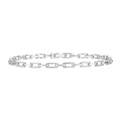 Diamond Rectangular Link Bracelet in Sterling Silver (1/2 ct. tw.)