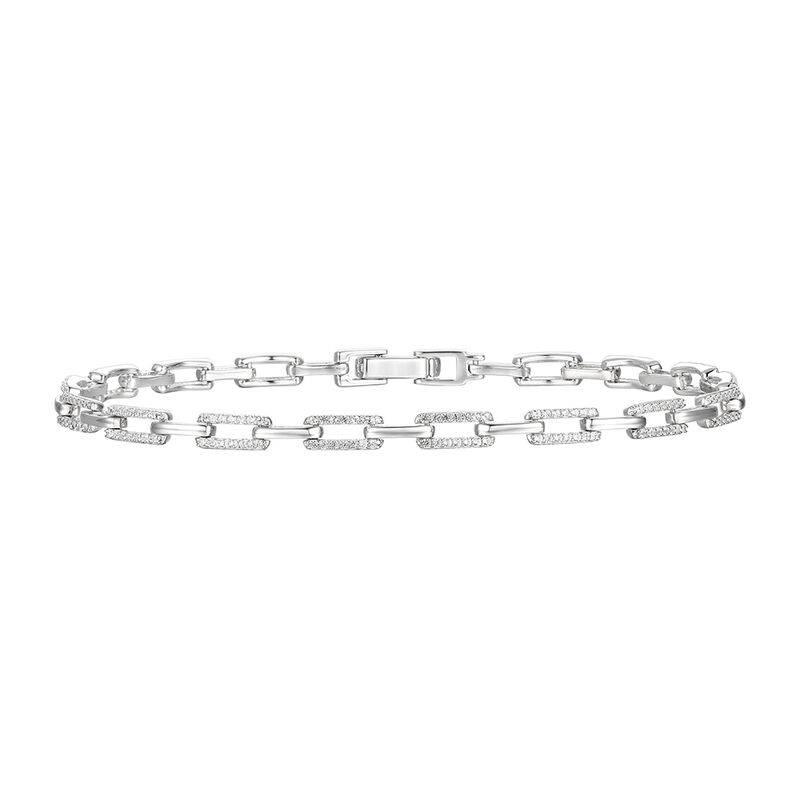 Diamond Rectangular Link Bracelet in Sterling Silver &#40;1/2 ct. tw.&#41;