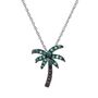 Lab Created Emerald &amp; Smoky Quartz Palm Tree Pendant in Sterling Silver