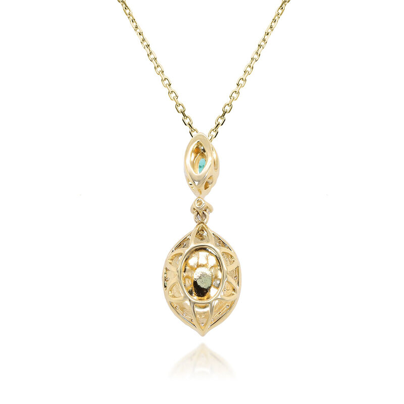 Opal, Emerald &amp; Diamond Pendant in 10K Yellow Gold &#40;1/5 ct. tw.&#41;
