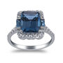 London Blue Topaz and White Sapphire Ring in Sterling Silver