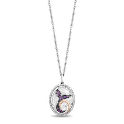 Ariel Mermaid Tail Diamond Pendant in Sterling Silver and 10K Rose Gold (1/6 ct. tw.)