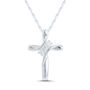 Diamond Cross Pendant with Three-Stone Design in 10K White Gold &#40;1/10 ct. tw.&#41;