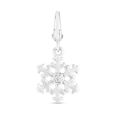 Diamond Snowflake Charm in Sterling Silver