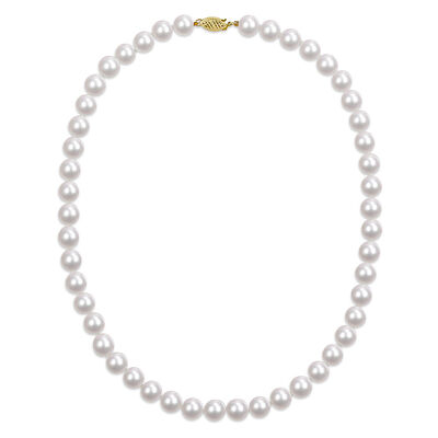 Akoya Pearl Necklace in 14K Yellow Gold, 8mm, 18”