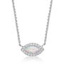 Lab Created Opal &amp; White Sapphire Necklace in Sterling Silver
