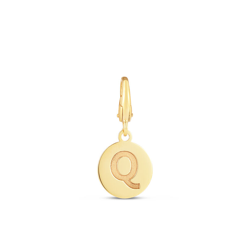 Initial Charm Disc with Letter &ldquo;Q&rdquo; in 10K Yellow Gold