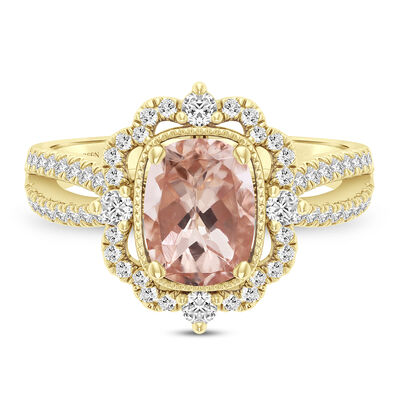 Paulette Morganite & Diamond Engagement Ring in 14K Gold (1/2 ct. tw.) 