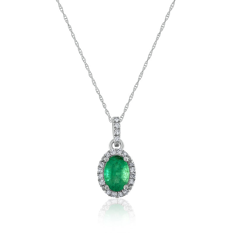 Emerald diamond pendant in 14k white gold &#40;1/10 ct. tw.&#41;