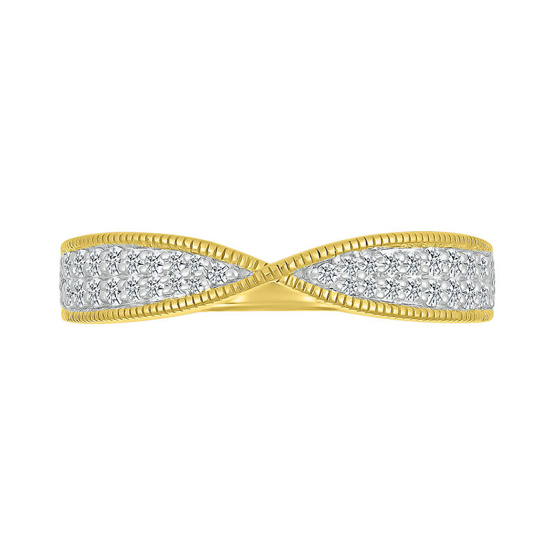 Diamond Pinched Coin Edge Stack Ring in 10K Yellow Gold &#40;1/4 ct. tw.&#41;