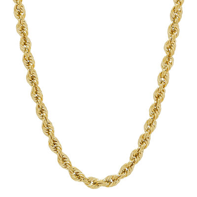 Men's Hollow Glitter Rope Chain in 14K Yellow Gold