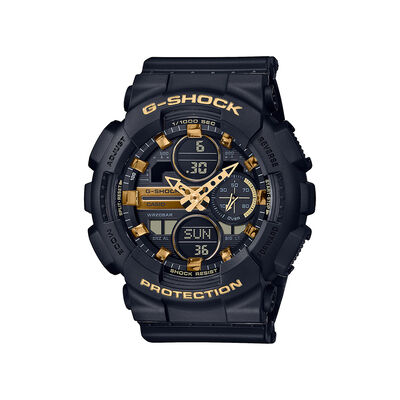Ladies G-SHOCK Black Resin Watch with Yellow Gold-tone Accent